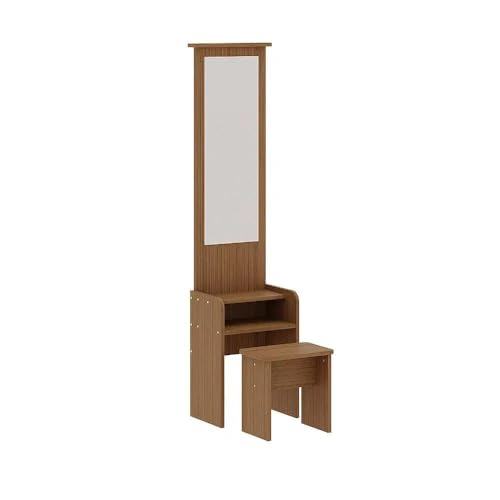 Wakefit Dressing Table with Mirror | 1 Year Warranty | Dressing table, Dressing Table with Mirror and Storage, Dressing Table with Stool (Engineered Wood - Urban Teak, Heka)