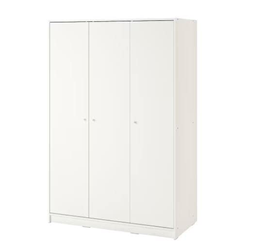 Ikea KLEPPSTAD Engineered Wood Wardrobe with 3 Doors, White 117x176 cm (46 1/8x69 1/4")