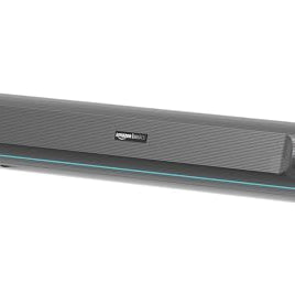 Amazon Basics SB25R 25W Bluetooth Soundbar with 3600 mAh Battery | 2X Bass | Up to 10 hrs of playback | Blue LED Lights | Bluetooth 5.3, Aux & USB Connectivity (Black)