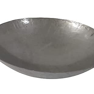 Light Weight Iron Big Size Chinese Wok Kadai with Handle for Noodles (Metallic, 16 Inches)