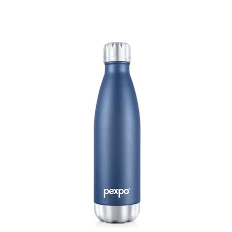 PEXPO Electro 24 Hrs Hot & Cold ISI Certified Flask | Stainless Steel Water Bottle - 500ml Denim Blue | Thermoflask | Office Bottle | Workout | Travelling | Home | Adults & Kids