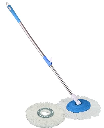 JSD Mart Mop Broom Handle Stick with 2 Refill/ Microfiber Head Refill/ Stainless Steel Pole for 360° Floor Cleaning (Random Colour) Mop Rod.Pocha/Paucha 200+ Bought in Past Month