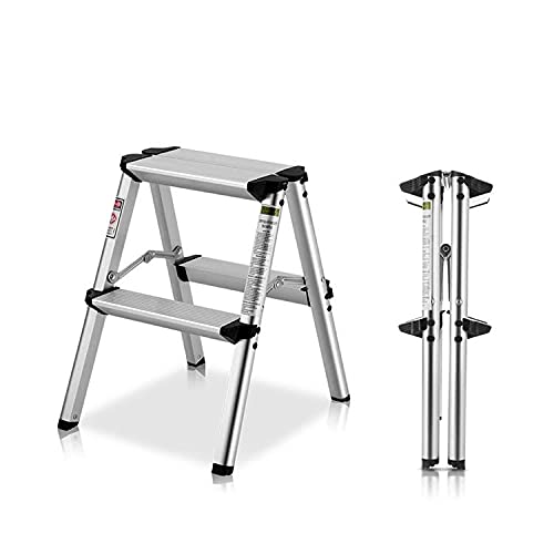 HOME BUY Advance 2-Step Foldable Aluminum Ladder & Stool Heavy Duty Lightweight Platform Two Step Stool Home and Official Use