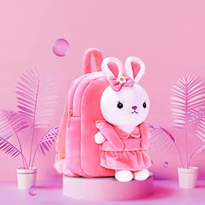 Frantic Full Body Pink Rabbit Kids Soft Cartoon Animal Travelling School Bag Soft Plush Standard Backpack S Boys Girls Baby For 2 To 5 Years Baby/Boys/Girls Nursery, Preschool Full Size, 10 Liter