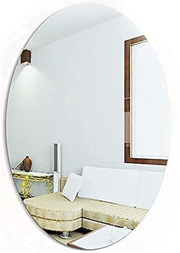 Oval Shape Adhesive Mirror Sticker for Wall On Tiles Bathroom, Bedroom Living Room 20 * 30 CM, Silver