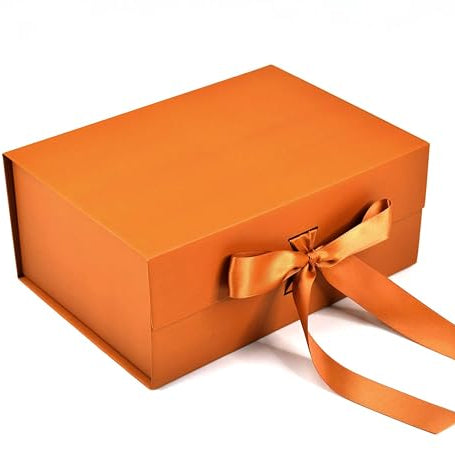 RBS® - Foldable Gift Hamper Box 23 x 16 x 10cm Multipurpose cardboard box (1 pack) Gift Boxes for Presents All Occasions ScratchFree® Birthday Gift Box Decorative Packing Boxes (Rust)