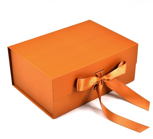 RBS® - Foldable Gift Hamper Box 23 x 16 x 10cm Multipurpose cardboard box (1 pack) Gift Boxes for Presents All Occasions ScratchFree® Birthday Gift Box Decorative Packing Boxes (Rust)