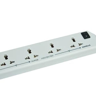 Havells 240 Volts 6A Four-Way 1440W Extension Board With Cable (White)- 1.5 Metre ( Surge And Spike Guard), 10 Volts