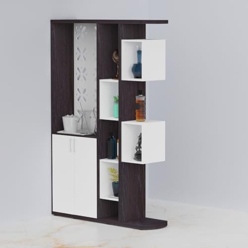 Wood You Bar Cabinet with 3 Drawers and 2 Shelves, Stainless Steel, Multipurpose Storage Furniture