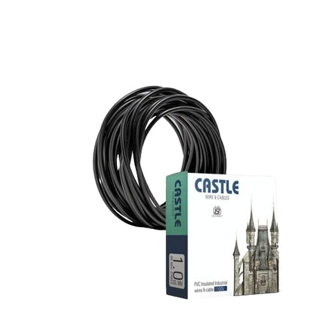 CASTLE GOLD 90 Meters PVC Insulated Copper Wire & Cable 1100V | Radha Krishna Cable Single Core Flexible House Cable for Domestic & Industrial Connections Electric Wire (1.5 sq.mm) (Black)