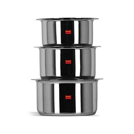 Sumeet Stainless Steel Cookware Set With Lid, 1 Liter To 1.7 L, 3 Piece (Steel)