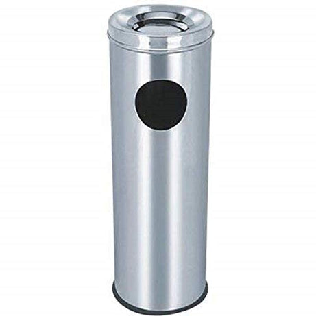 SATYAKI STEELS Stainless Steel Dustbin / Trash can Garbage and Paper Bin Round Shape Silver Color Slim and Fingerprint-Proof Finish use for Home,Office,Kitchen, 20 Litre(24 x8 inch, Silver)