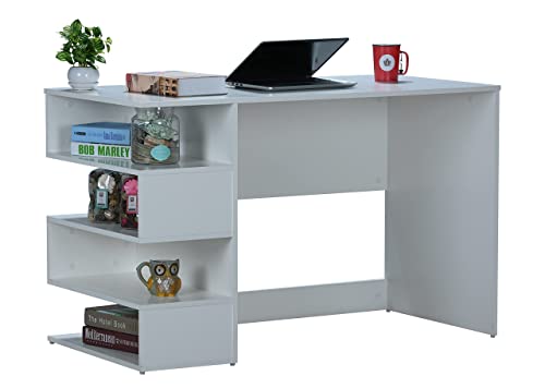 DeckUp Athena Engineered Wood Study & Computer Table and Office Desk (White, Matte Finish)