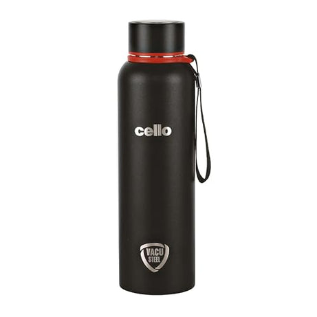 Cello Duro Kent Thermosteel Flask with DTP Coating, 900ml, Black | 24 Hours Hot and Cold Stainless Steel Bottle | Flask for Tea Coffee | Ideal for Office, Gym, Home, Kitchen, Hiking, Travel Bottle