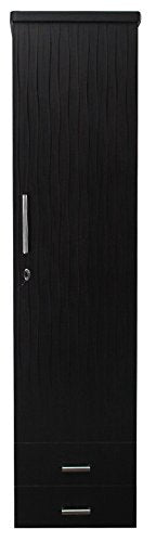 Caspian Furniture Wooden Single Door Wardrobe with 2 Draws and 5 Shelves 1 Door Cupboard | Size 72 x 17 x 17 inches