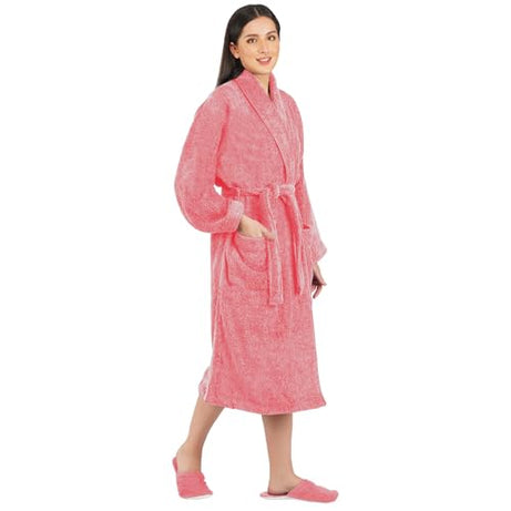 Rangoli 100% Cotton Premium Bathrobes, 550 GSM | Ultra-soft, Lightweight & Highly Absorbent Luxurious Bath Gown/Bath Robe With Matching Slippers, Purple