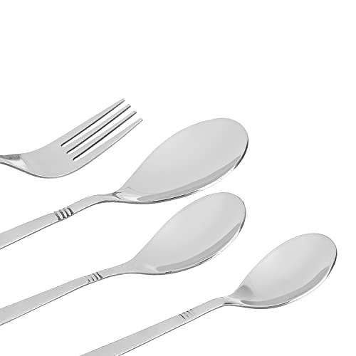 Amazon Brand - Solimo 24 Piece Cutlery Set | 6 Tea Spoons, 6 Snack Spoons, 6 Spoons & 6 Forks | Glossy Finish