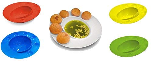 Inditradition Panipuri Gol-Gappe Serving Plates, Food-Grade Plastic Plates (Pack of 4, Assorted Color)