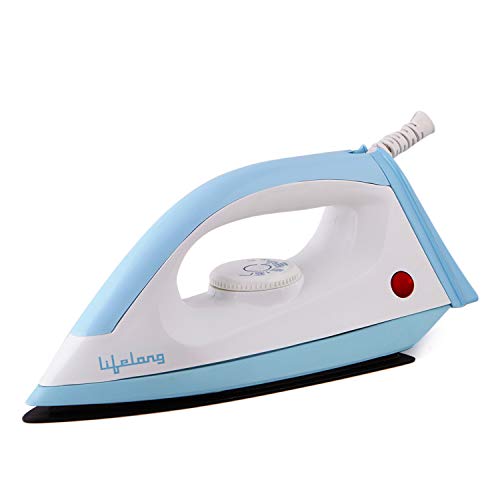 Lifelong Dry Iron Press 1100 W, Electric Dry Iron with Temperature Controle - Non Stick Sole Plate, 1 Year Manufacturer's Warranty (LLDI01, Blue)