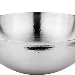 Prabha Stainless Steel Hammered Finish, Heavy Gauge Kadhai, Kitchen Wok with 0.5L Capacity & 145mm Size, Compatible with Gas Stove