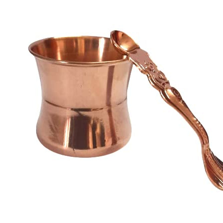 Metal Mission Pure Copper Tamba Pooja Panch Patra with Achmani Pali Spoon for All Puja Purpose (6 X 6 X 7 CM, 150 ML)