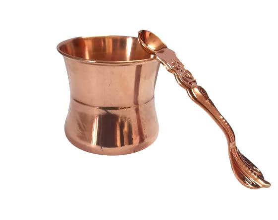 Metal Mission Pure Copper Tamba Pooja Panch Patra with Achmani Pali Spoon for All Puja Purpose (6 X 6 X 7 CM, 150 ML)