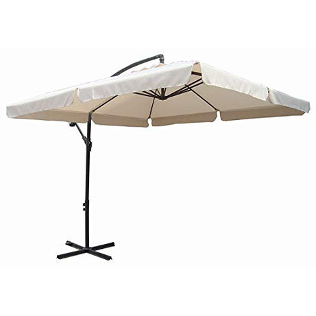 Brandway Side Pole Luxury Garden Patio Umbrella with 8ft diameter | Waterproof Super Cloth Fabric Luxury Square Shape Patio Garden Outdoor/Cantilever/Balcony Umbrella for Hotel, Resort & Cafes (White)