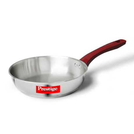 Prestige Platina Popular Stainless Steel Unique Impact Forged Bottom Fry Pan 22cm (1.9 L) (Silver)