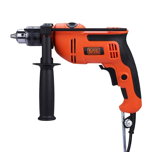 BLACK+DECKER BED550-IN 550 W, 13mm Corded Variable speed Ergonomic Reversible Hammer Drill with Lock on button For Home & DIY Use for Masonry, Steel & Wood, 1 Year Warranty, ORANGE & BLACK