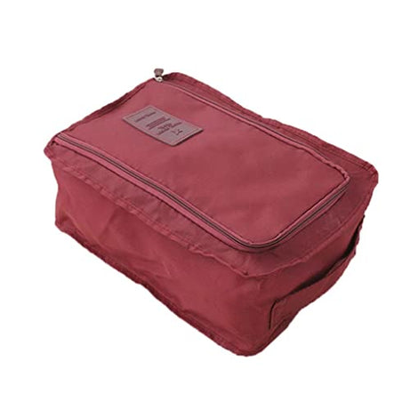 ELBME Household Travel Outdoor Portable Shoes Storage Organizer Bag Box Wine Red