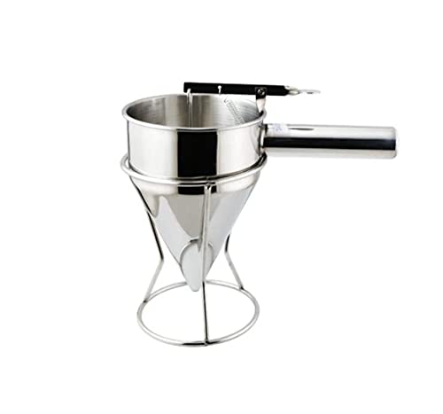 Shoppers Hub PNQ Multi Purpose Stainless Steel Conical Funnel Strainer with SS Stand and Adjustable Mouth Opening for Liquid Dispensing Dressing Nepali Soli Making Device for Use in Homes, Bakeries, Cafes, Hotels and Restaurants