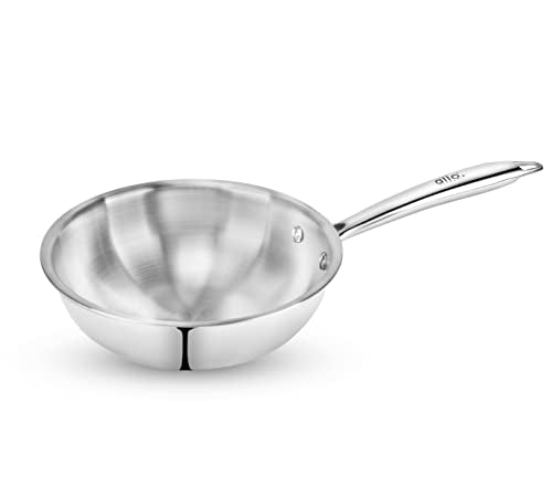 Allo CookSafe 2 Litre TriPly Stainless Steel Wok - Induction Friendly - Naturally Non Stick, 22Cm