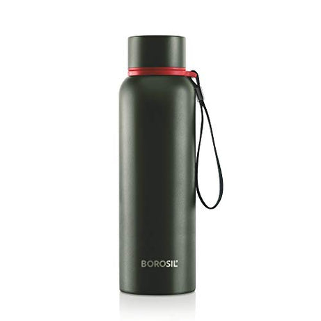 Borosil Hydra Trek 850 ml Stainless Steel Water Bottle | Double Wall Vacuum Insulated Flask, Green | 20 Hours Hot & 24 Hours Cold | Ideal for Personal & Corporate Gifting | 1 Year Warranty