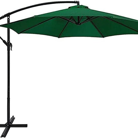 Garden Luxury Side Pole Umbrella 9ft Big Size/Aluminum Pole/Polyester Market/Patio Umbrella/With Push Button Tilt/Side Pole Garden Umbrella Round (Green)