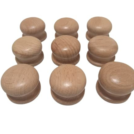 Woodco Handicrafts [ Wooden Drawer Knob, Cabinet Knob, Wardrobe Door Knob, Cupboard Drawer Knob,Pull Knob Fancy knob (Natural Finish)- Pack of 9 Pcs