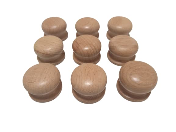 Woodco Handicrafts [ Wooden Drawer Knob, Cabinet Knob, Wardrobe Door Knob, Cupboard Drawer Knob,Pull Knob Fancy knob (Natural Finish)- Pack of 9 Pcs