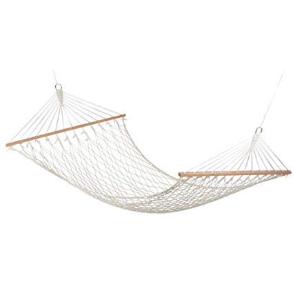 Saiyam Rope Hammock with Wooden Spreader Bars/Adults Swing | for Single Person, 30 Inches Width (Cotton, White)