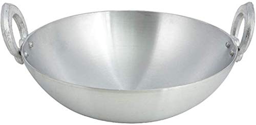 Bright Metal Aluminium Kadhai Kadai with Handle for Kitchen | Deep Frying Kadai Round Bottom Deep Frying Karahi for Kitchen 6 LTR