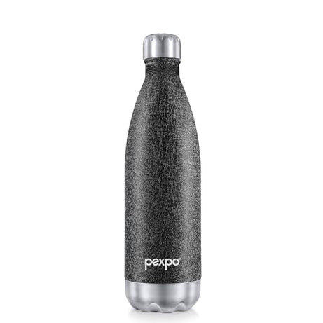 PEXPO Electro 24 Hrs Hot & Cold ISI Certified Flask | Stainless Steel Water Bottle - 1000ml Black | Thermoflask | Office Bottle | Workout | Travelling | Home | Adults