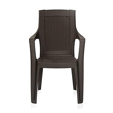 Nilkamal Plastic Armchair 1 Piece | Polypropylene Chair for Home| Living Room| Bearing Capacity up to 200 Kg Strong and Sturdy Structure - Mystique/Rosa Brown