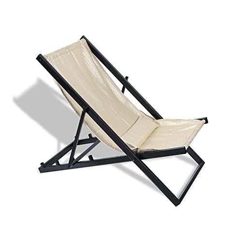 PRAMUKH FASHION Rest Chair Outdoor and Indoor, Metal Furniture Relaxing and Comfortable Reclining,Garden, Living Room, Balcony, Hall,Deck Adjustable Sun Lounger for Beach- (Beige)