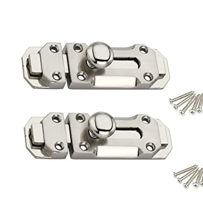 PRYKCS Zinc Long Latch - Bathroom Latch - Tower Bolt 4" Window Latch (Pack of 2)