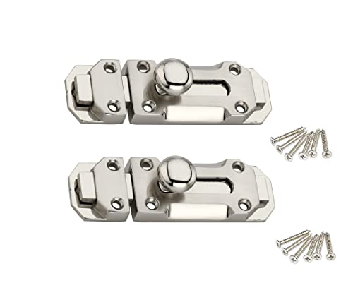 PRYKCS Zinc Long Latch - Bathroom Latch - Tower Bolt 4" Window Latch (Pack of 2)