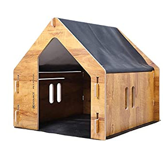 ORENAME Cat House Dog House Pet House for Dogs Large Wooden Dog House for Small Medium Dog Foldable Pet House Wooden Dog House Cat House with Foldable Mat and Roof