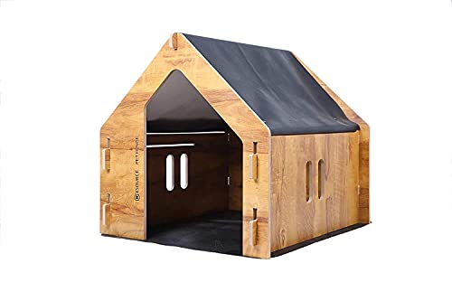 ORENAME Cat House Dog House Pet House for Dogs Large Wooden Dog House for Small Medium Dog Foldable Pet House Wooden Dog House Cat House with Foldable Mat and Roof