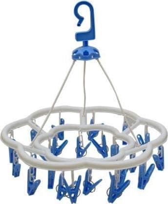 NexTrade Plastic Round Cloth Drying Stand Hanger with 24 Clips/pegs, Baby Clothes Hanger Stand, (Set of 1) (Multicolor Blue Or Pink)