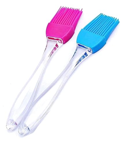 GOPI Flat Pastry Brush | Multi-Purpose Silicone Durable Easy Use | Oil Cooking Brush for Grilling, Tandoor, Cooking, Baking, BBQ | Cooking Tools | Multicolor - Set of 2