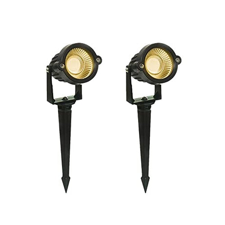 D'Mak Store 3W LED Warm White Spot and Spike Light, Aluminium Die Caste, Rustproof Lights for Garden, Pack of 2