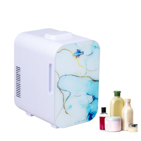 ROCKWELL 8L Retro Mini Fridge and Warmer, AC/DC Portable Thermoelectric Cooler/Warmer for Skincare, Cosmetics, Snacks & Medicine - Blue