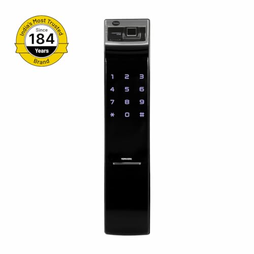 Yale YDM 4109 Roller Latch Smart Door Lock with Biometric, Pin, Mechanical Keys & App Enabled Access, Bluetooth & WiFi Optional, without Lever Handle, Color- Black